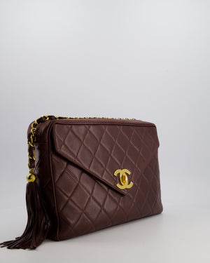 Chanel Chocolate Brown Vintage XL Envelope Shoulder Bag in Lambskin with 24K Gold Hardware