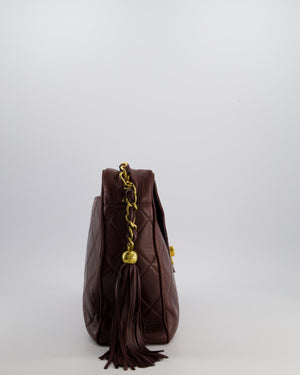 Chanel Chocolate Brown Vintage XL Envelope Shoulder Bag in Lambskin with 24K Gold Hardware
