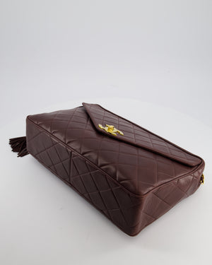 Chanel Chocolate Brown Vintage XL Envelope Shoulder Bag in Lambskin with 24K Gold Hardware