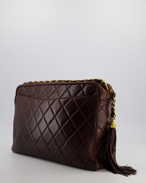 Chanel Chocolate Brown Vintage XL Envelope Shoulder Bag in Lambskin with 24K Gold Hardware