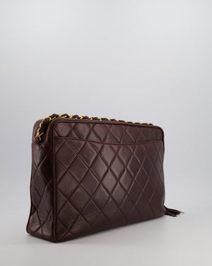 Chanel Chocolate Brown Vintage XL Envelope Shoulder Bag in Lambskin with 24K Gold Hardware