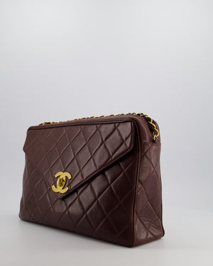 Chanel Chocolate Brown Vintage XL Envelope Shoulder Bag in Lambskin with 24K Gold Hardware