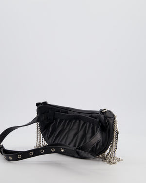 Miu Miu Black Leather Bum Bag with Crystal Tassels and Logo Details