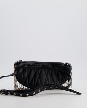 Miu Miu Black Leather Bum Bag with Crystal Tassels and Logo Details