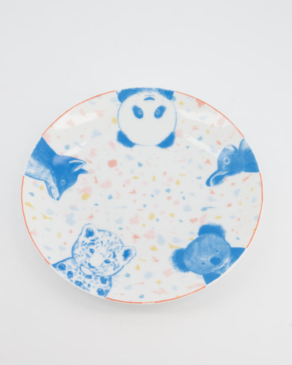 Hermès White Printed "Petits Félins" Tumbler, Bowls and Plate Set