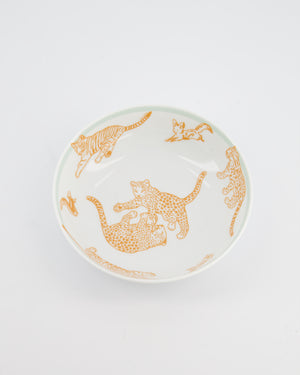 Hermès White Printed "Passe-Passe" Tumbler, Bowl, and Plate Set