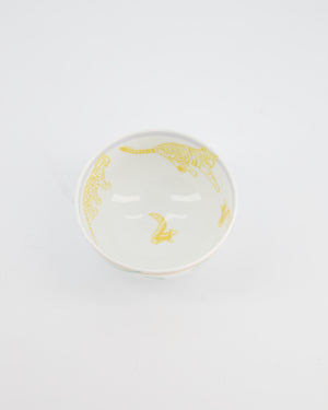 Hermès White Printed "Passe-Passe" Tumbler, Bowl, and Plate Set