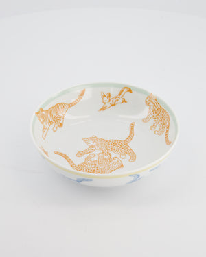 Hermès White Printed "Passe-Passe" Tumbler, Bowl, and Plate Set