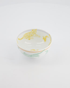 Hermès White Printed "Passe-Passe" Tumbler, Bowl, and Plate Set