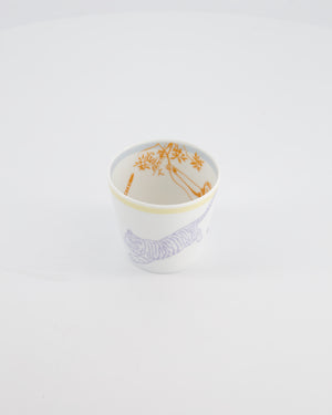 Hermès White Printed "Passe-Passe" Tumbler, Bowl, and Plate Set