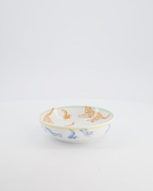 Hermès White Printed "Passe-Passe" Tumbler, Bowl, and Plate Set