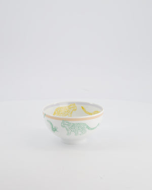 Hermès White Printed "Passe-Passe" Tumbler, Bowl, and Plate Set