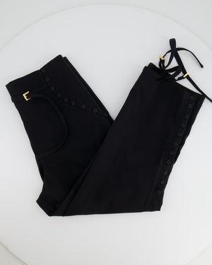 Jacquemus Black Le Caraco Trousers with Button and Buckles Details Size FR 38 (UK 10)