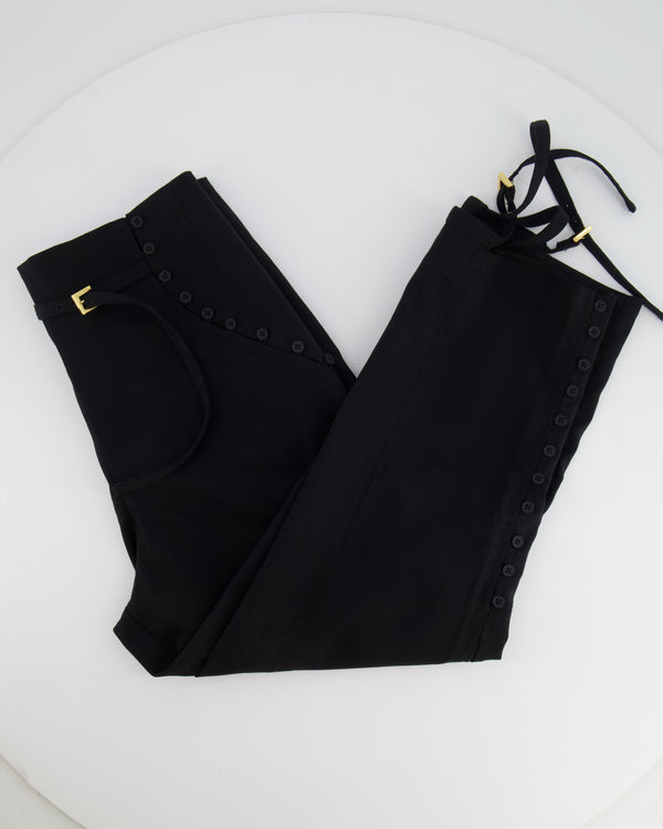 Jacquemus Black Le Caraco Trousers with Button and Buckles Details Size FR 38 (UK 10)