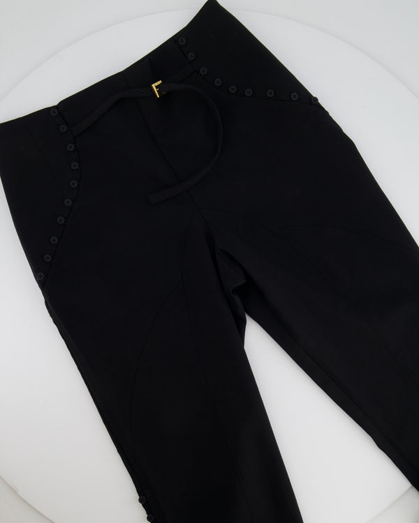 Jacquemus Black Le Caraco Trousers with Button and Buckles Details Size FR 38 (UK 10)