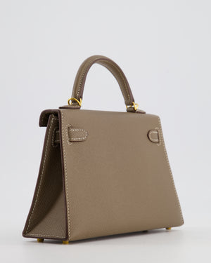 *HOT* Hermès Mini Kelly II 20 Bag in Etoupe Epsom Leather with Gold Hardware