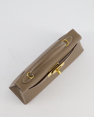 *HOT* Hermès Mini Kelly II 20 Bag in Etoupe Epsom Leather with Gold Hardware