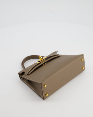 *HOT* Hermès Mini Kelly II 20 Bag in Etoupe Epsom Leather with Gold Hardware