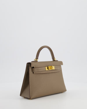 *HOT* Hermès Mini Kelly II 20 Bag in Etoupe Epsom Leather with Gold Hardware