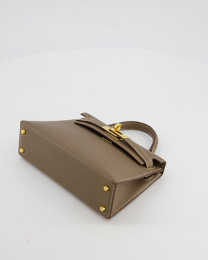 *HOT* Hermès Mini Kelly II 20 Bag in Etoupe Epsom Leather with Gold Hardware