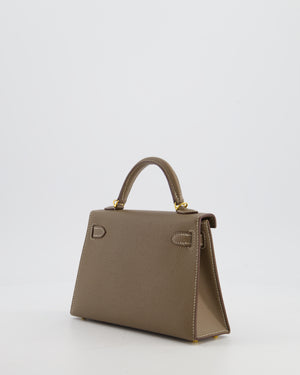 *HOT* Hermès Mini Kelly II 20 Bag in Etoupe Epsom Leather with Gold Hardware