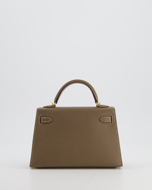 *HOT* Hermès Mini Kelly II 20 Bag in Etoupe Epsom Leather with Gold Hardware