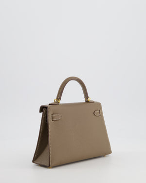 *HOT* Hermès Mini Kelly II 20 Bag in Etoupe Epsom Leather with Gold Hardware