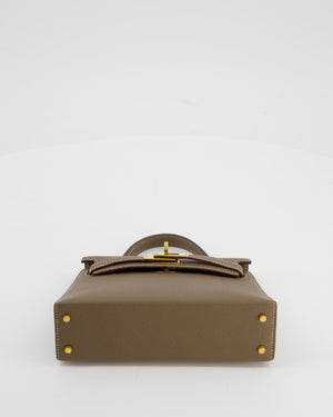 *HOT* Hermès Mini Kelly II 20 Bag in Etoupe Epsom Leather with Gold Hardware
