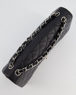 Chanel Black Jumbo Classic Double Flap Bag in Caviar Leather with Silver Hardware