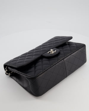 Chanel Black Jumbo Classic Double Flap Bag in Caviar Leather with Silver Hardware