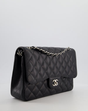 Chanel Black Jumbo Classic Double Flap Bag in Caviar Leather with Silver Hardware