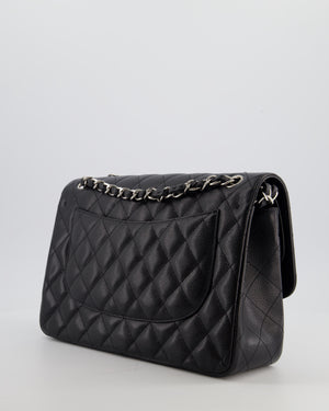 Chanel Black Jumbo Classic Double Flap Bag in Caviar Leather with Silver Hardware