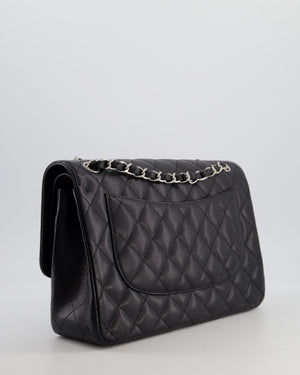 Chanel Black Jumbo Classic Double Flap Bag in Caviar Leather with Silver Hardware