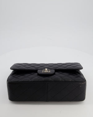 Chanel Black Jumbo Classic Double Flap Bag in Caviar Leather with Silver Hardware