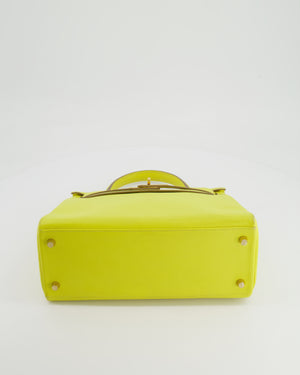 *FIRE PRICE* Hermès Kelly 28 Retourne Bag in Lime Evercolor Leather with Gold Hardware