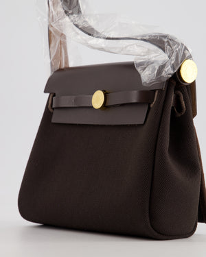 *RARE* Hermès Herbag Zip 20 Bag in Ebene Viking Canvas & Ebene Vache Hunter Leather with Gold Hardware
