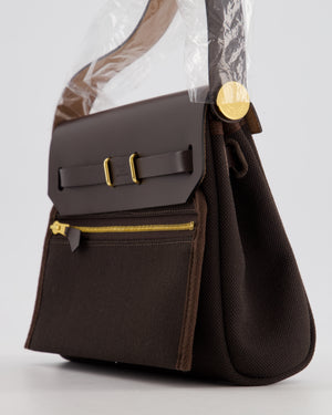 *RARE* Hermès Herbag Zip 20 Bag in Ebene Viking Canvas & Ebene Vache Hunter Leather with Gold Hardware