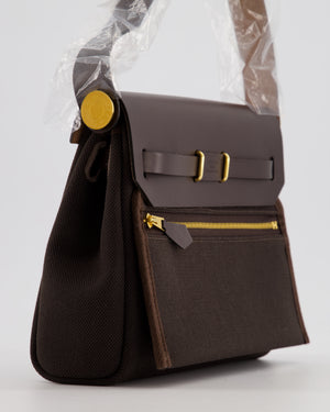 *RARE* Hermès Herbag Zip 20 Bag in Ebene Viking Canvas & Ebene Vache Hunter Leather with Gold Hardware