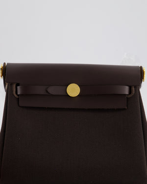 *RARE* Hermès Herbag Zip 20 Bag in Ebene Viking Canvas & Ebene Vache Hunter Leather with Gold Hardware