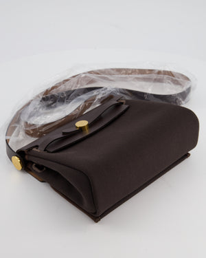 *RARE* Hermès Herbag Zip 20 Bag in Ebene Viking Canvas & Ebene Vache Hunter Leather with Gold Hardware