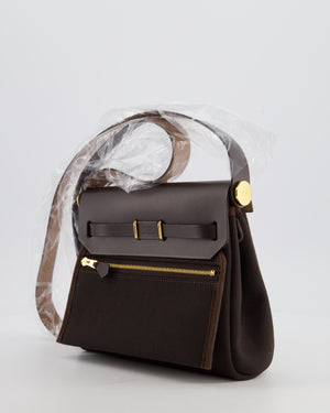 *RARE* Hermès Herbag Zip 20 Bag in Ebene Viking Canvas & Ebene Vache Hunter Leather with Gold Hardware