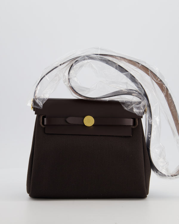*RARE* Hermès Herbag Zip 20 Bag in Ebene Viking Canvas & Ebene Vache Hunter Leather with Gold Hardware