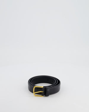 The Row Black Leather Belt with Gold Buckle Size M RRP £580