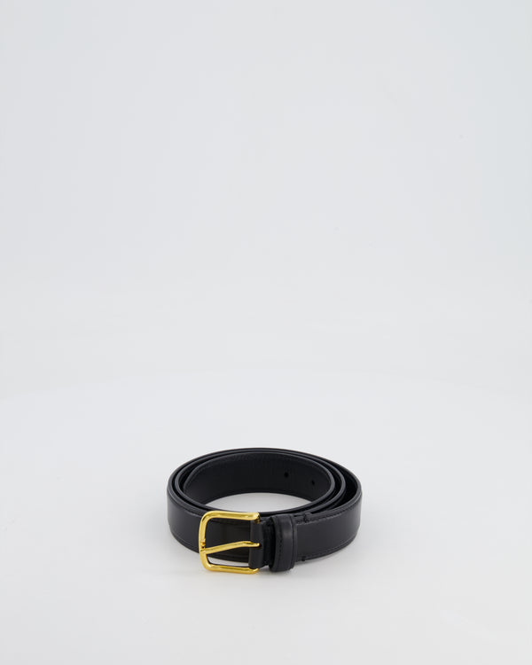 The Row Black Leather Belt with Gold Buckle Size M RRP £580