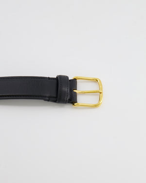 The Row Black Leather Belt with Gold Buckle Size M RRP £580