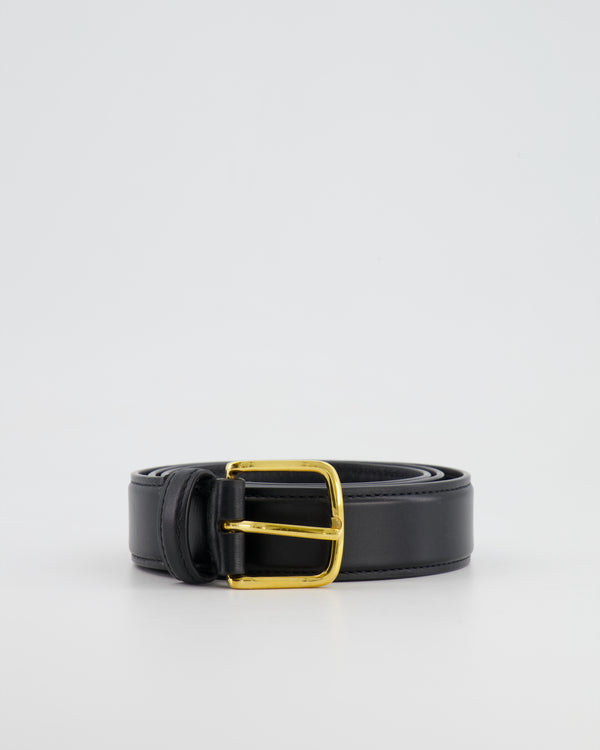 The Row Black Leather Belt with Gold Buckle Size M RRP £580