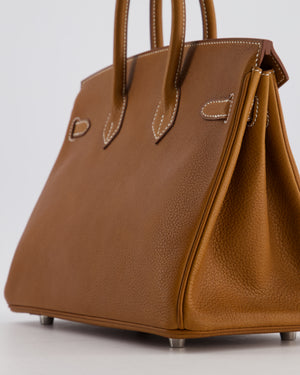 *RARE* Hermès Birkin 25 Retourne Bag in Fauve Barenia Faubourg Leather with Palladium Hardware