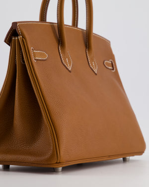 *RARE* Hermès Birkin 25 Retourne Bag in Fauve Barenia Faubourg Leather with Palladium Hardware