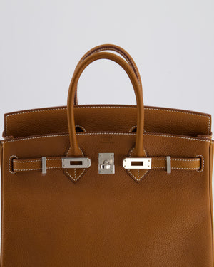 *RARE* Hermès Birkin 25 Retourne Bag in Fauve Barenia Faubourg Leather with Palladium Hardware