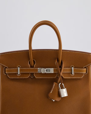 *RARE* Hermès Birkin 25 Retourne Bag in Fauve Barenia Faubourg Leather with Palladium Hardware